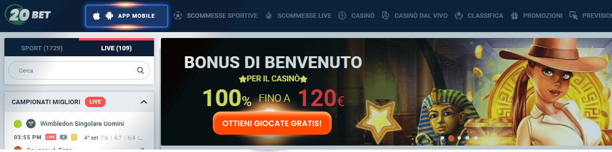 20bet Gioco d'azzardo online